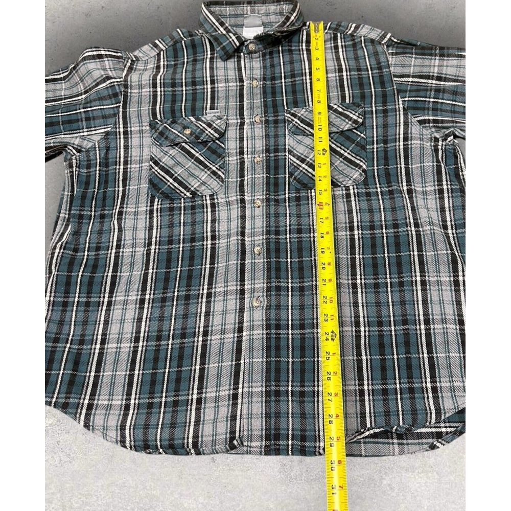 Vtg Carhartt Flannel Shirt Mens FITS 2XL Rugged Outdoor Green Y2K 90's - Picture 6 of 8